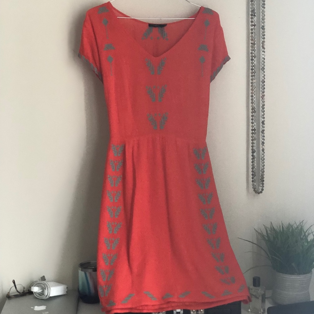Coral and gray dress!